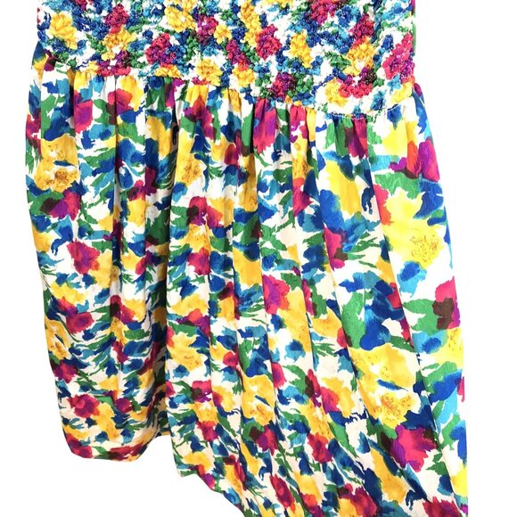 Vintage Plaza South Floral Puff Sleeve Smocked Drop Waist Midi Dress Size 8 - Picture 6 of 14